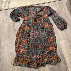 Colorful Paisley Long Sleeve Dress